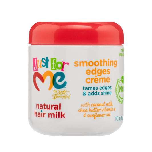 Just For Me Natural Hair Milk Smoothing Edges Creme, Tames Edges & Adds Shine, With Coconut Milk, Shea Butter, Vitamin E & Sunflower Oil, 6 Ounce