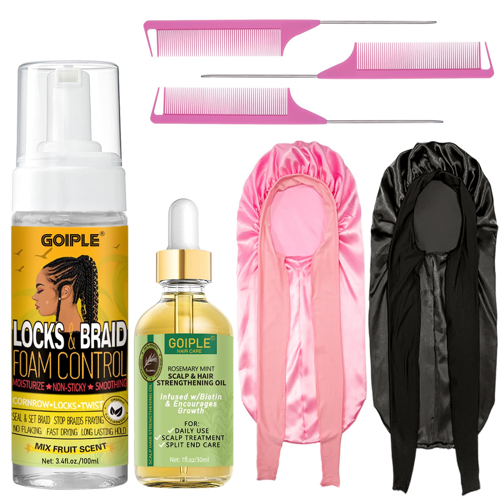 Braid Foam Control Mousse for Braids, Twist, Locs - No Flake, Moisturizing Mousse with Rosemary Oil for Hair Growth - Easy to Apply with Sleep Bonnets