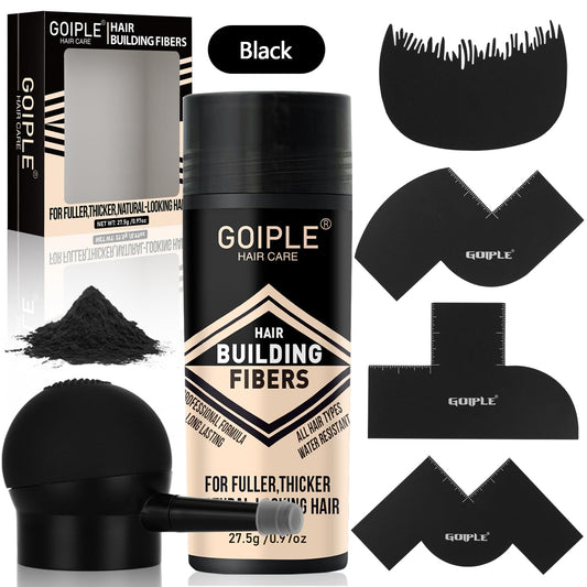 Hair Thickening Fibers&Pump Applicator Set Professional Hair Styling Set- Hair Fibers Barber Enhancement Spray for Mens Hair&Beard- Hairline Enhancer & Volumizing Spray Barber Enhancement Card (Black)