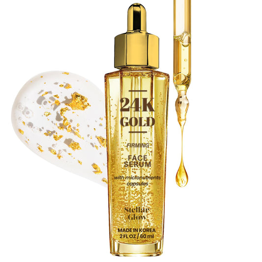 24K Gold & Hyaluronic Acid Serum For Face - DERMAtologist Tested, Anti-Aging Skin Care, Ultra Hydrating for Blemishes, Dry & Acne-Prone Skin - Korean, Vegan, Clean Beauty - 2 FL. Oz