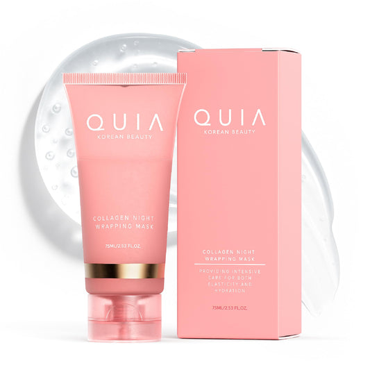 QUIA Collagen Night Wrapping Mask for Glass Skin Korean Skincare for Hydrated, Radiant Skin Overnight Firming & Hydration Easy Peel-Off Formula, DERMAtologist-Tested- For All Skin Types