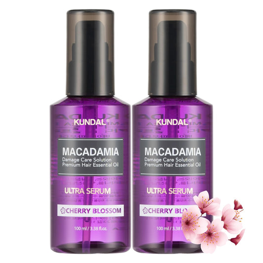 KUNDAL Intense Repair Quick Damaged Care Hair Serum [Cherry Blossom] - Premium Hair Essential Oil, Natural Ingredients, Deep Nourishment. 200ml (100ml x2ea) 6.76 fl. oz