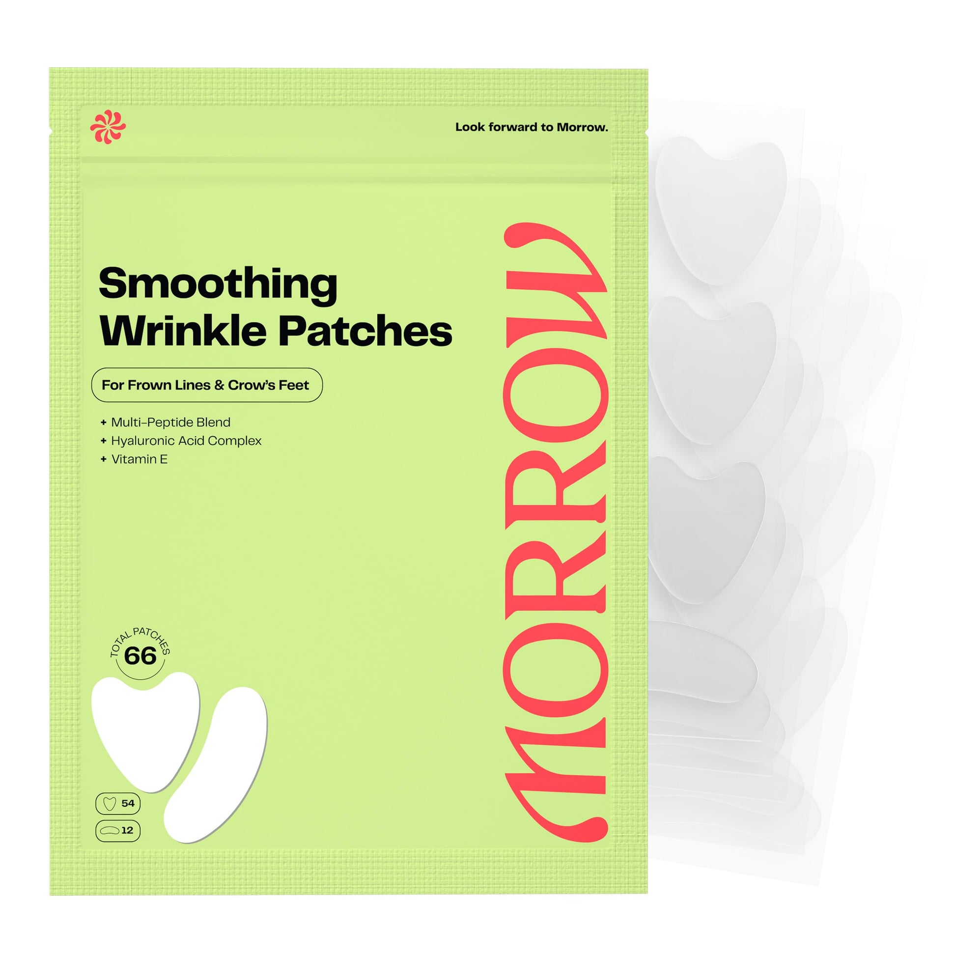 Morrow Beauty - Peptide-Infused Smoothing Wrinkle Patches - Overnight Patches for Smoothing Fine Lines and Wrinkles, Anti Aging Stickers for Crow's Feet, Elevens, Smile Lines (66 Count)