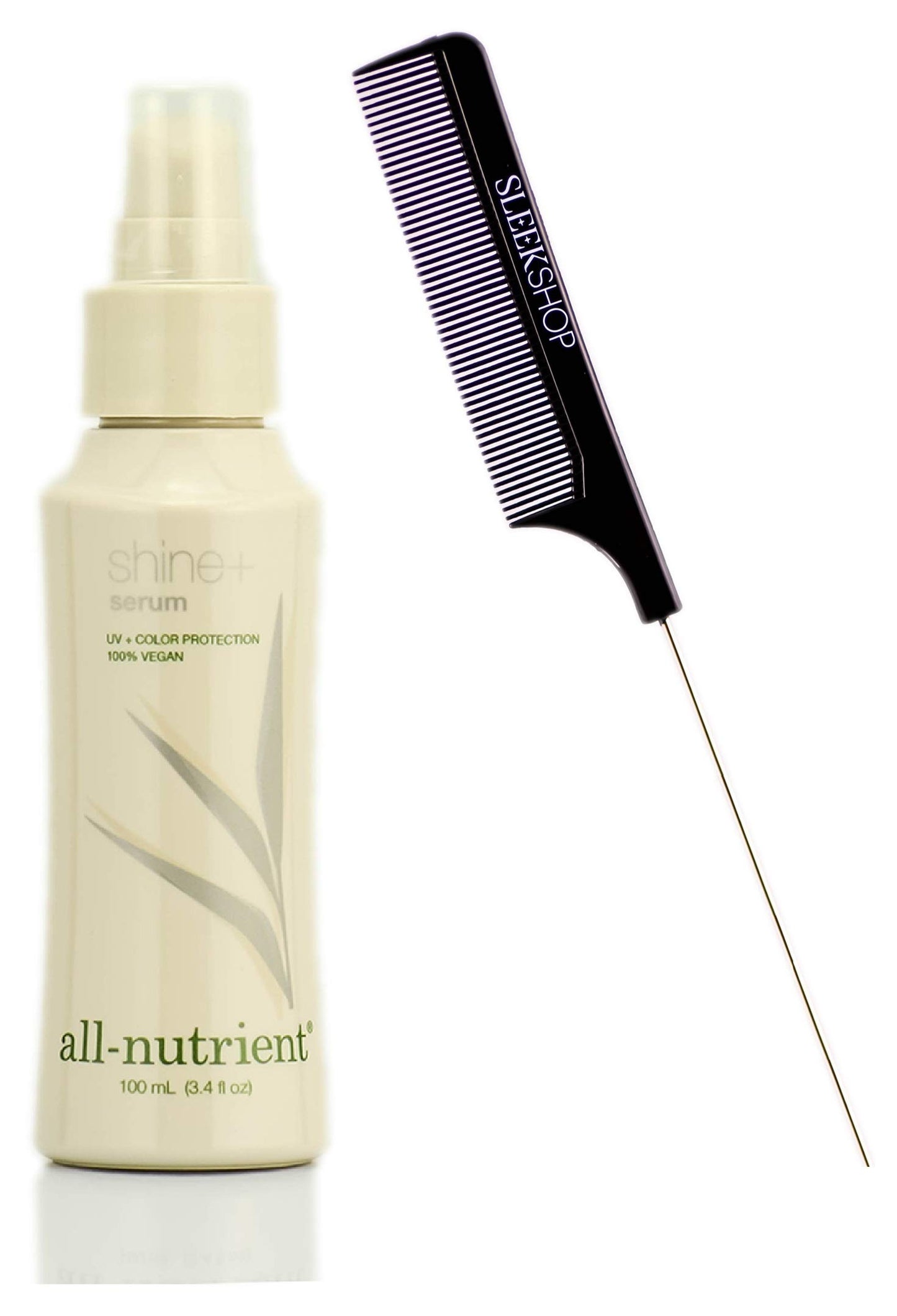 All Nutrient Shine + Serum, Adds Hair Gloss and Radiance (w/Sleek Comb) Shine Oil, UV+ Color Protection, 100% Vegan (3.4 OZ / 100 ML SIZE)