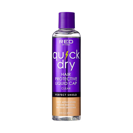 Red by Kiss Quick Dry Hair Protective Liquid Cap, Strong Lightweight Protection from Weaves Glue Damage, Fast Application, Quick Drying, & Easy Removal, Keratin & Tea Tree Enriched (Clear, 8oz)