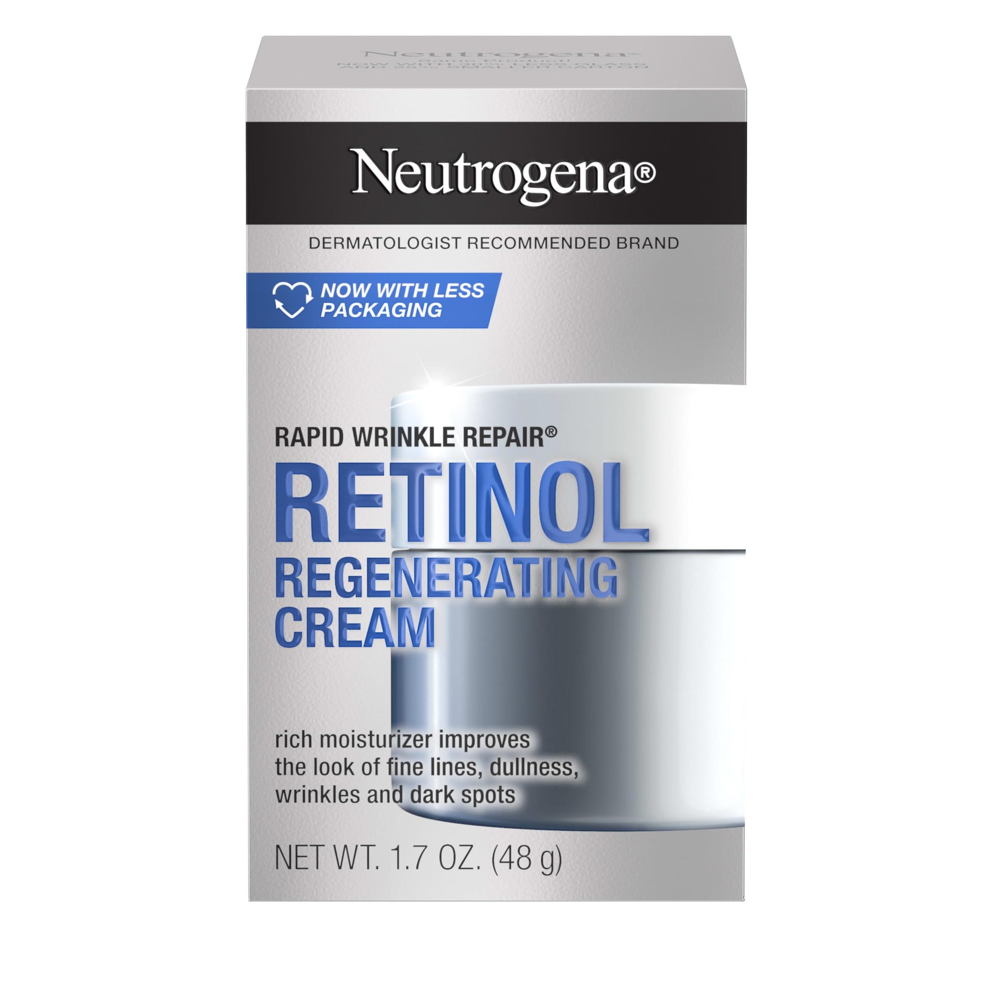 NEUTROGENA Rapid Wrinkle Repair Retinol Face Moisturizer, Daily Anti-Aging Face Cream with Retinol & Hyaluronic Acid to Fight Fine Lines, Wrinkles, & Dark Spots, 1.7 oz