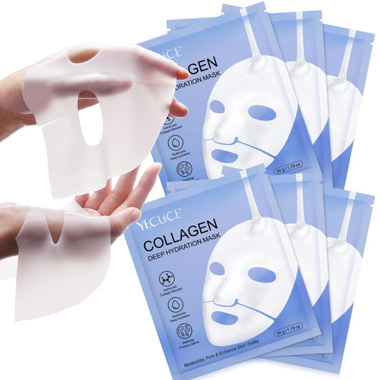 Bio Collagen Face Mask, Collagen Face Mask Moisturize Enhance Skin, Face Masks skincare Diminishing Fine Lines and Wrinkles, Strengthen and Firm skin, Sheet Mask(6PCS)
