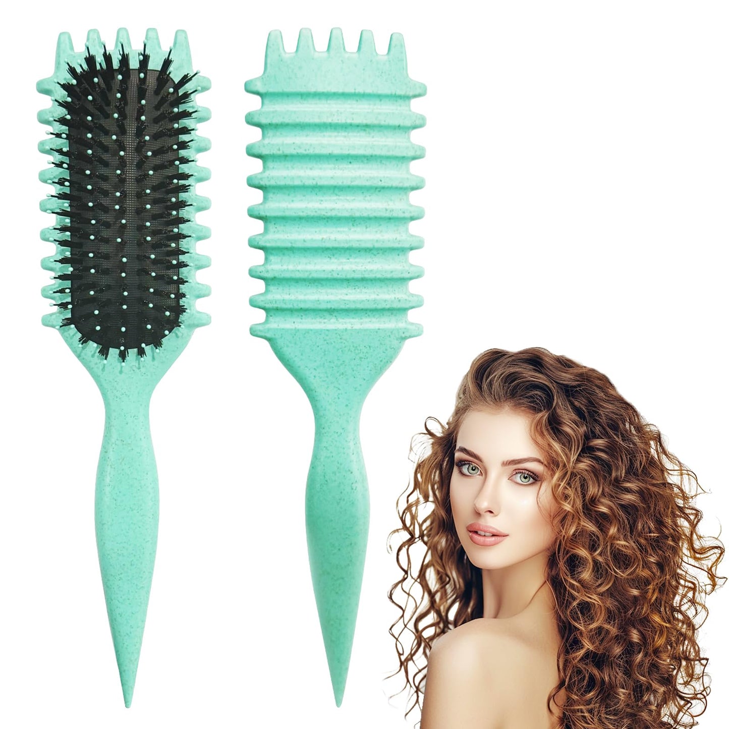 Curly Hair Brush, Curl Defining Brushes, Styling Brush for Curly Hair, Shaping and Defining Curls Brushes for Women (Green)
