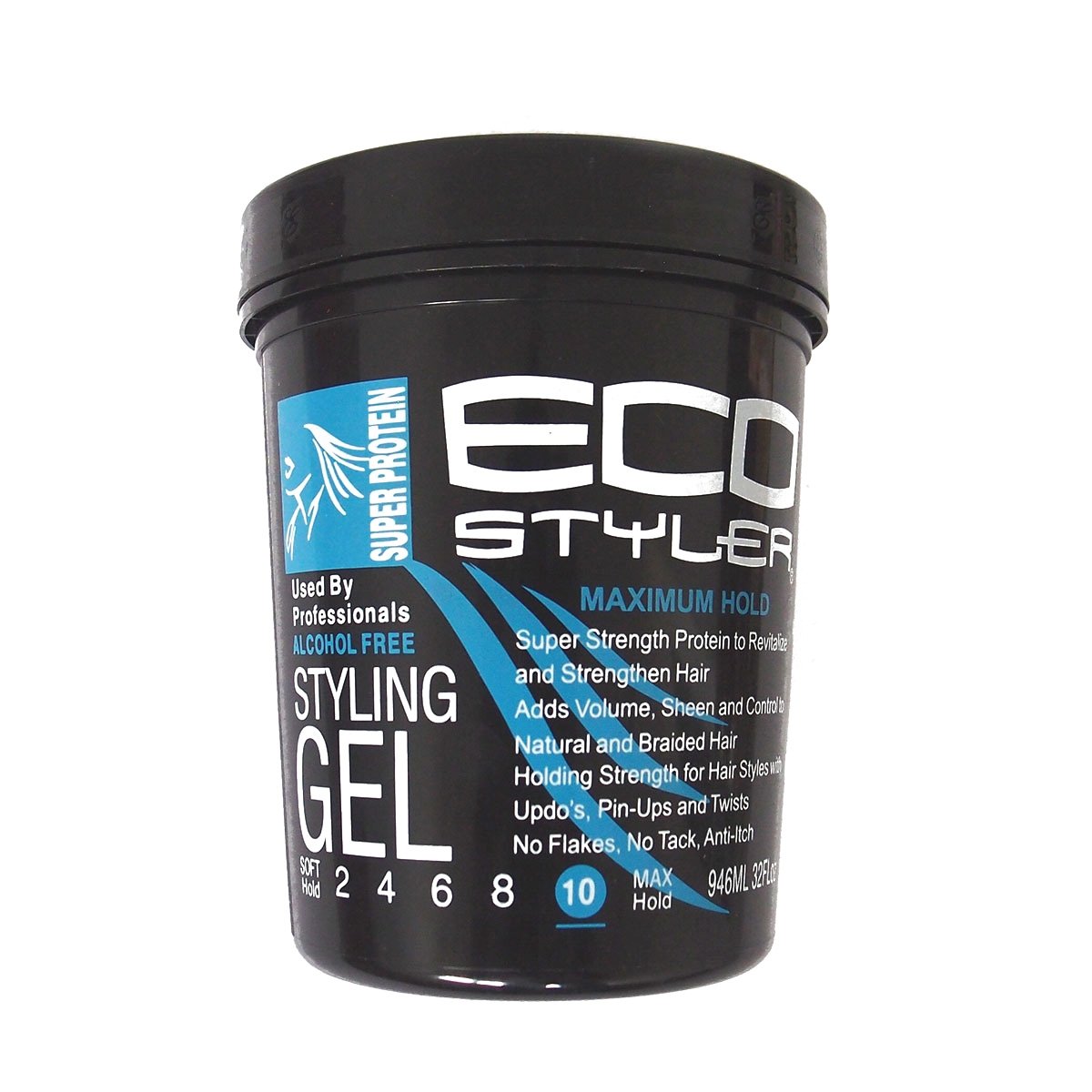 ECOCO eco Style Gel - Regular Super Protein - Provides Gravity Defying Hold And Long Lasting Shine - Helps Maintain Healthy Hair - Perfect For Pin-Ups And Twist - For All Hair Types - 32 Oz