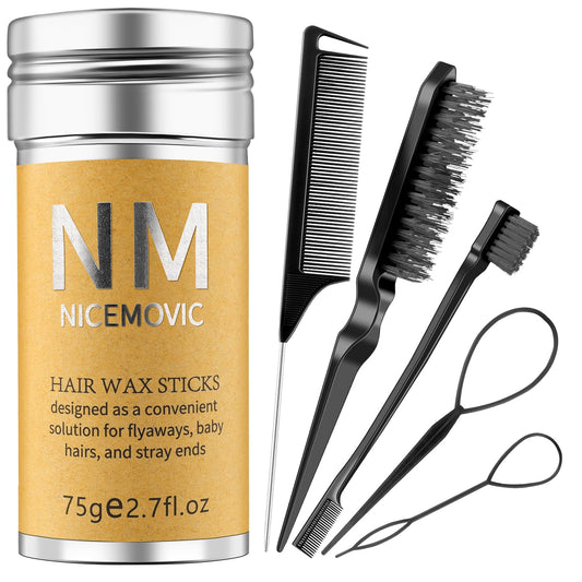 Hair Wax Stick Set for Flyaways Stocking Stuffers for Women Kids Christmas/Birthday Gifts Hair Accessories for Women Girls Teen Girls Trendy Stuff, Hairs Slick Stick Styling Tools Baby Hairs Gel Black