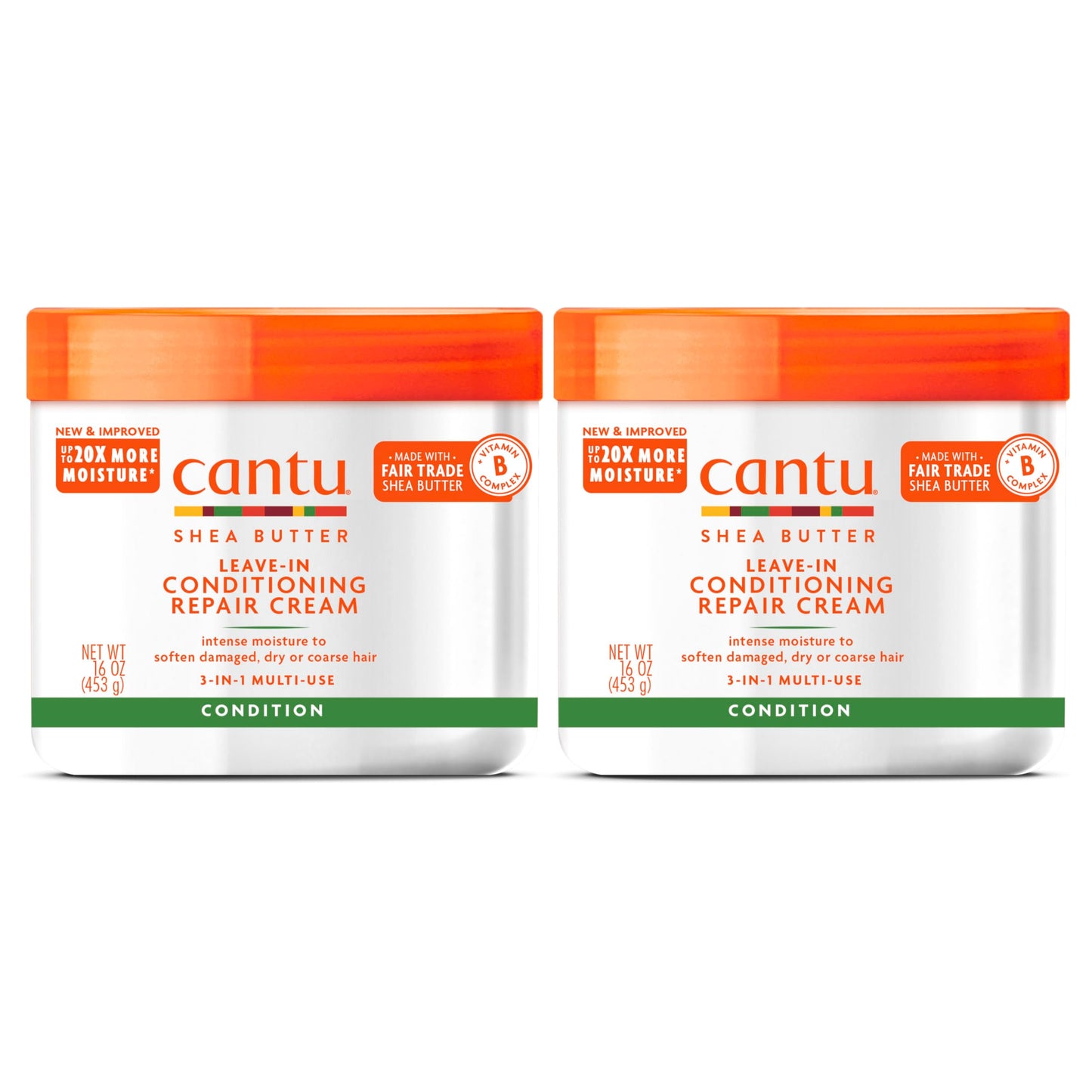 CANTU Leave-In Conditioning Repair Cream with Shea Butter, 16 oz (Pack of 2)