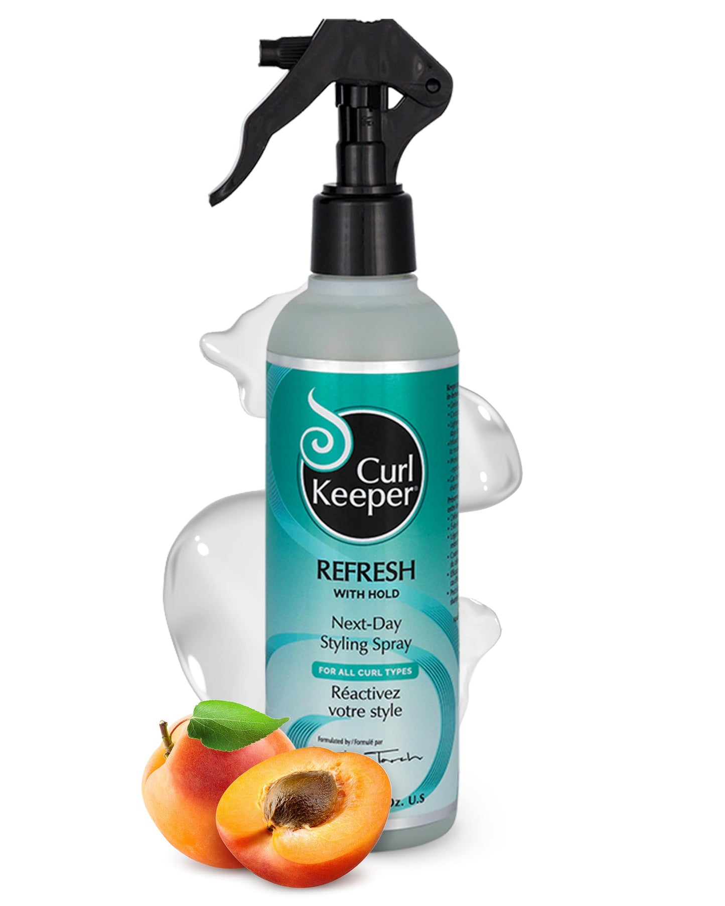 Curl Keeper Refresh Hair Styling Spray for Curly Hair - Lightweight Water-Based Anti-Frizz Formula with Hold for Wavy and Curly Styles, 8 Fl Oz