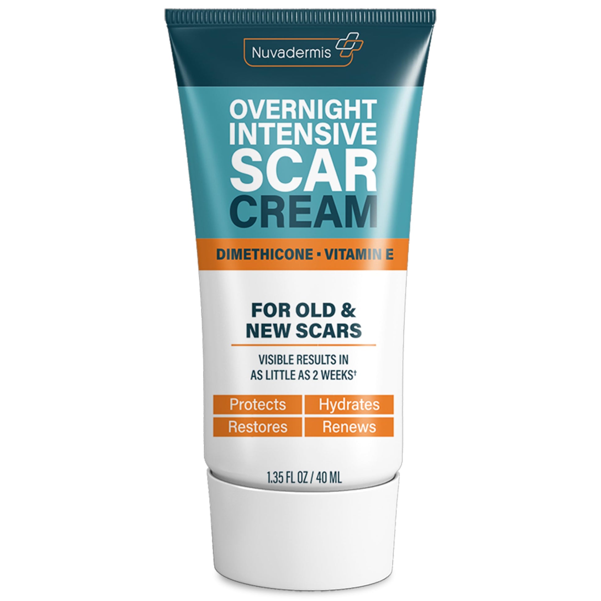 NUVADERMIS Overnight Intensive Scar Cream Reduces Appearance of Scars & Blemishes, Hydrates & Nourishes Skin, Night Repair Formula for Face & Body 1.35 Fl Oz