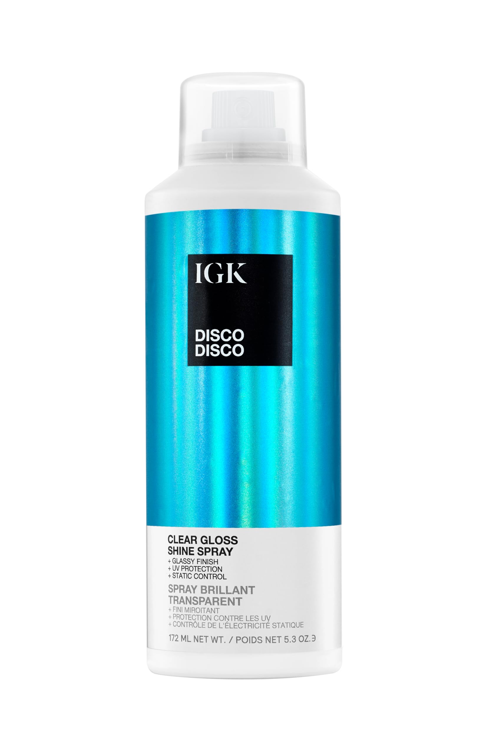 IGK - Disco Disco - Clear Gloss Finishing Hair Spray - Moisturizes, Adds Shine & Enhances Color - No Greasy Residue - 5.3oz