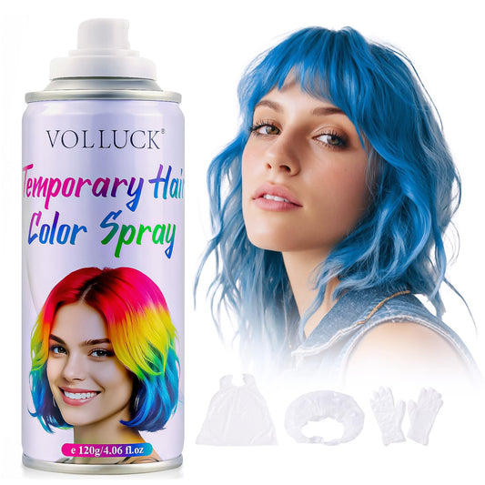 VOLLUCK Blue Hair Spray Temporary, Hair Color Spray 1-Day Hair Dye Colored for Kids Women Men, Hair Wax Color Washable, Hair Paint for Halloween Party Fast-Drying, Non-Sticky 4.06 Fl Oz
