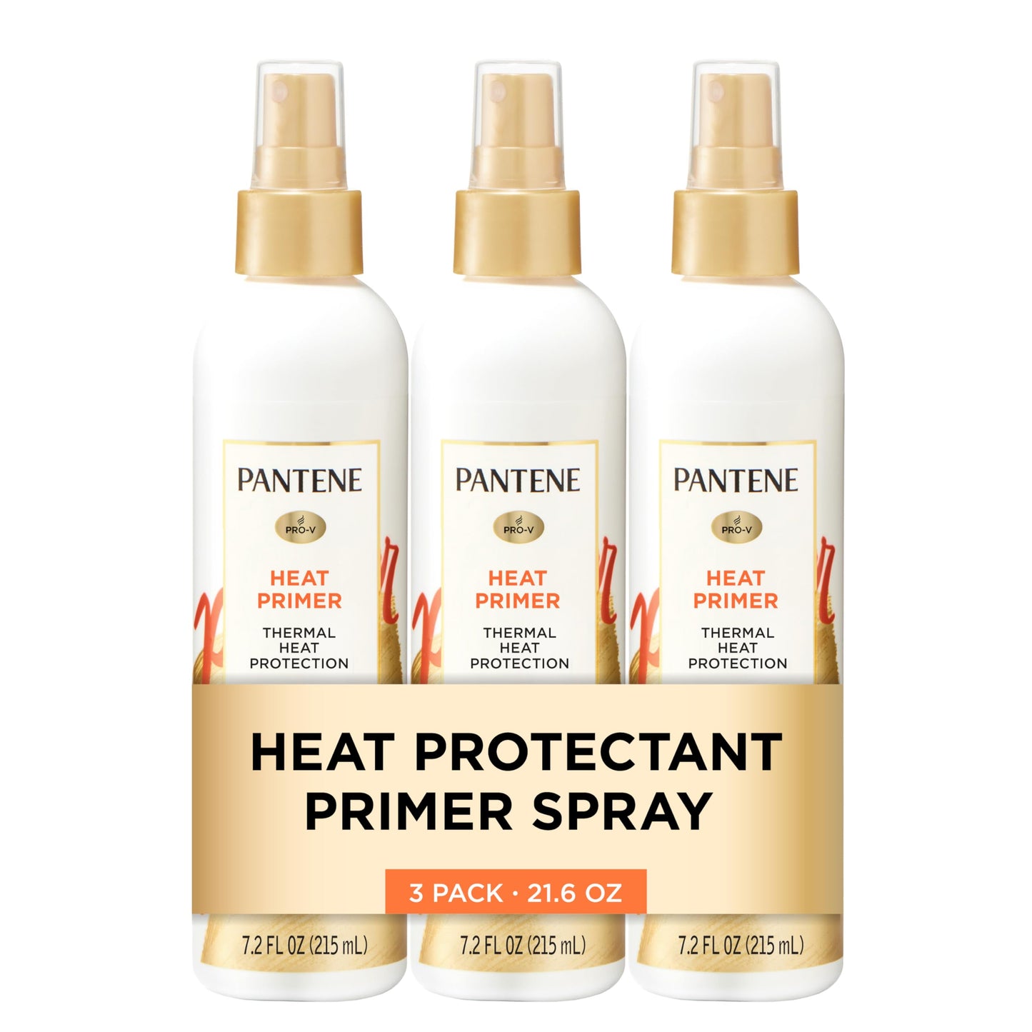 PANTENE Pro-V Heat Protectant Spray, Thermal Heat Primer for Hair, Pack of 3, 21.6 oz total