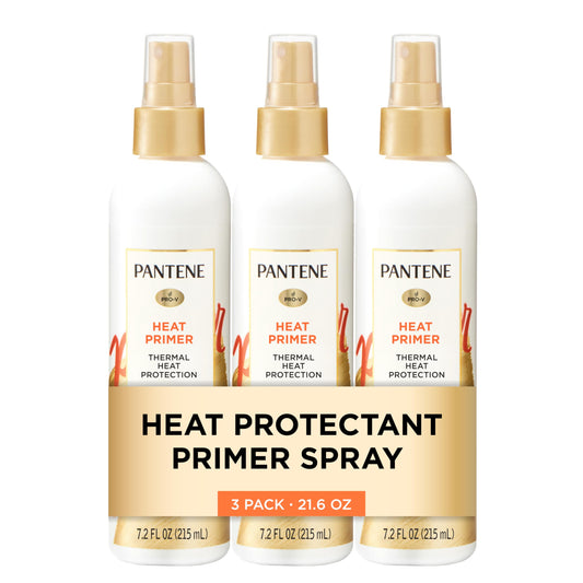 PANTENE Pro-V Heat Protectant Spray, Thermal Heat Primer for Hair, Pack of 3, 21.6 oz total