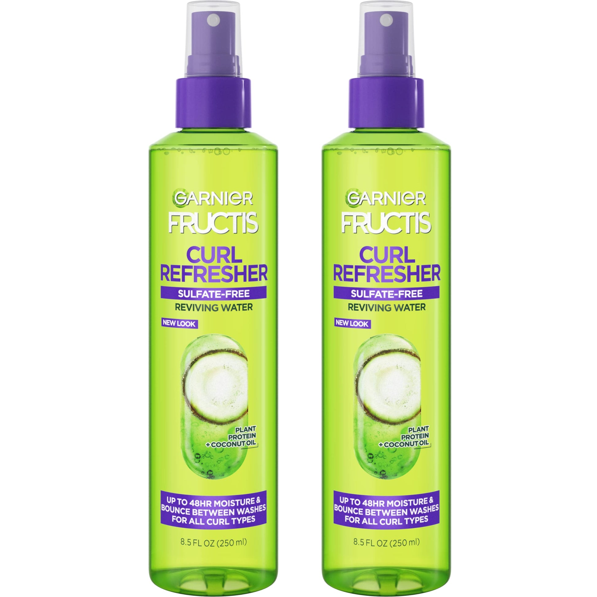 GARNIER Fructis Curl Refresher Reviving Water Spray, Sulfate Free, 8.5 Fl Oz, 2 Count (Packaging May Vary)