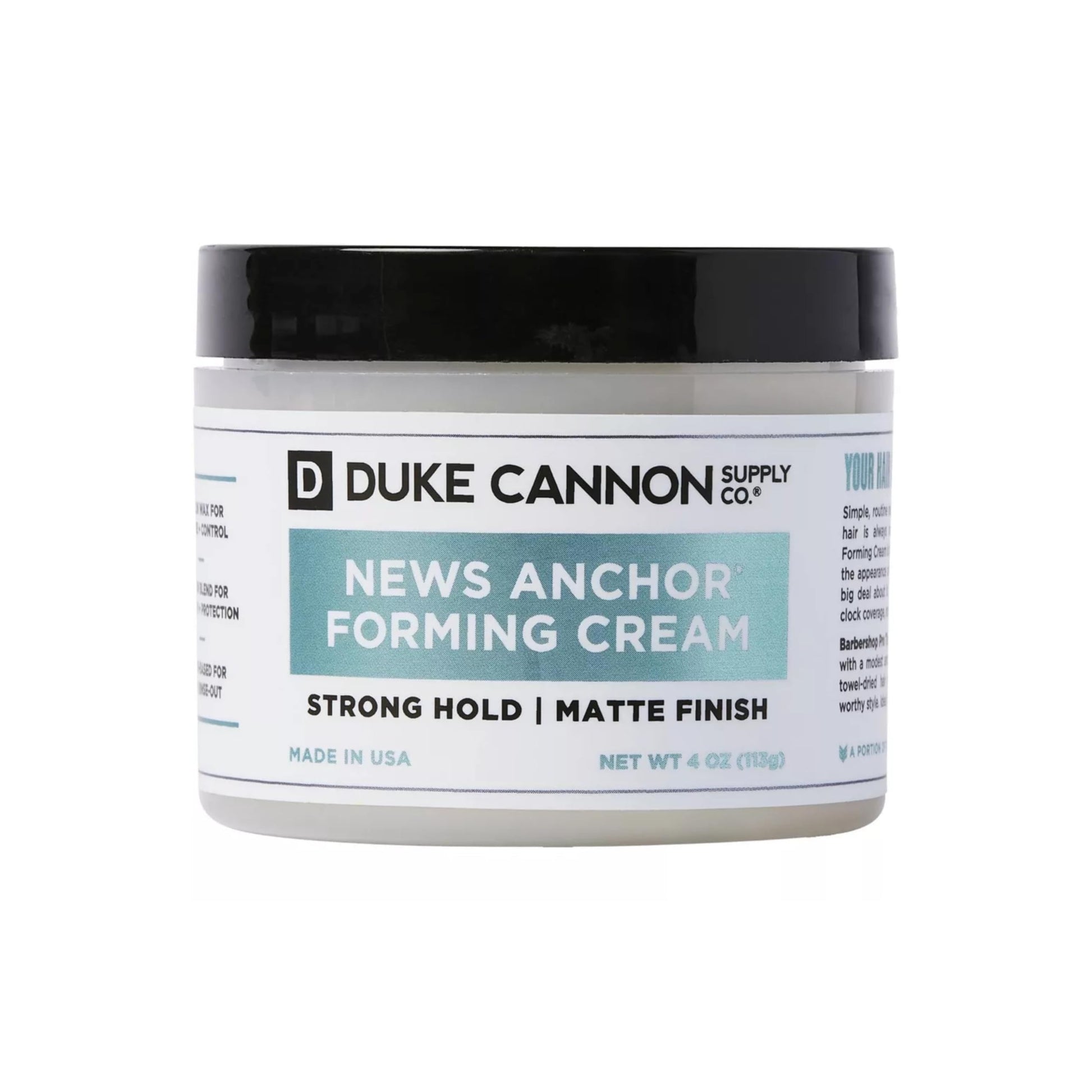 Duke Cannon Supply Co. News Anchor¨ Forming Cream - Medium to Strong Hold, Matte Finish, 4 oz.