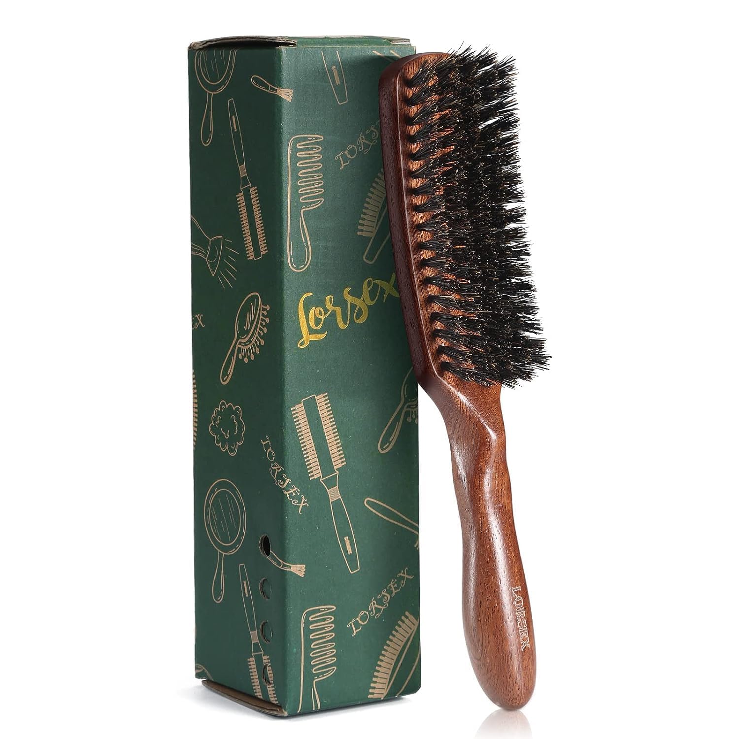 Hair brush for Men, Boar Bristles Slick Back Hair Brush for Fine Thin Medium Hair, Nature Boar Hairbrush for Beard Styling