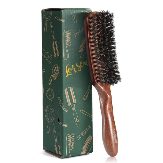 Hair brush for Men, Boar Bristles Slick Back Hair Brush for Fine Thin Medium Hair, Nature Boar Hairbrush for Beard Styling