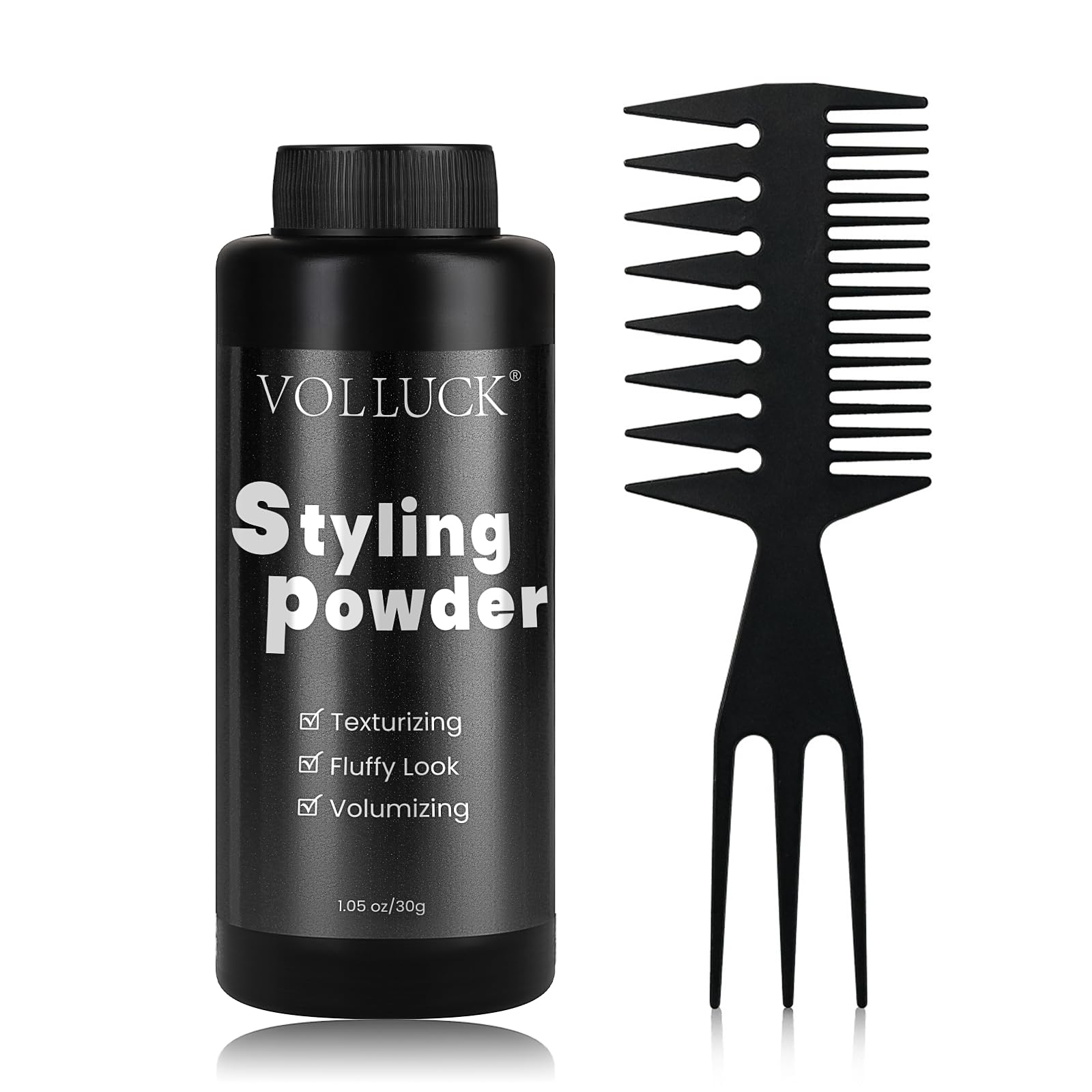 VOLLUCK Hair Texture Powde, 1.05 Oz (30 g) Instant Volume Styling Powder for Men and Women, Non-Greasy Hair Styling Product for All Hairstyles Styling Comb with Parting Tip Set