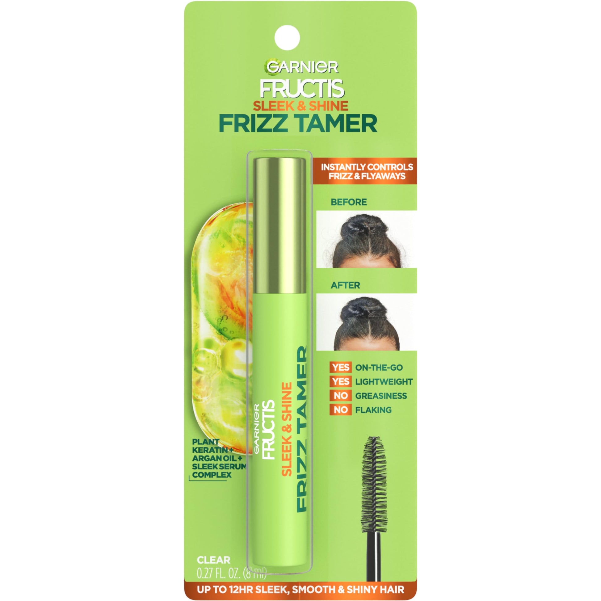 GARNIER Fructis Sleek & Shine Frizz Tamer Slicking Hair Serum Wand for Frizz and Flyaways, 0.27 Fl Oz
