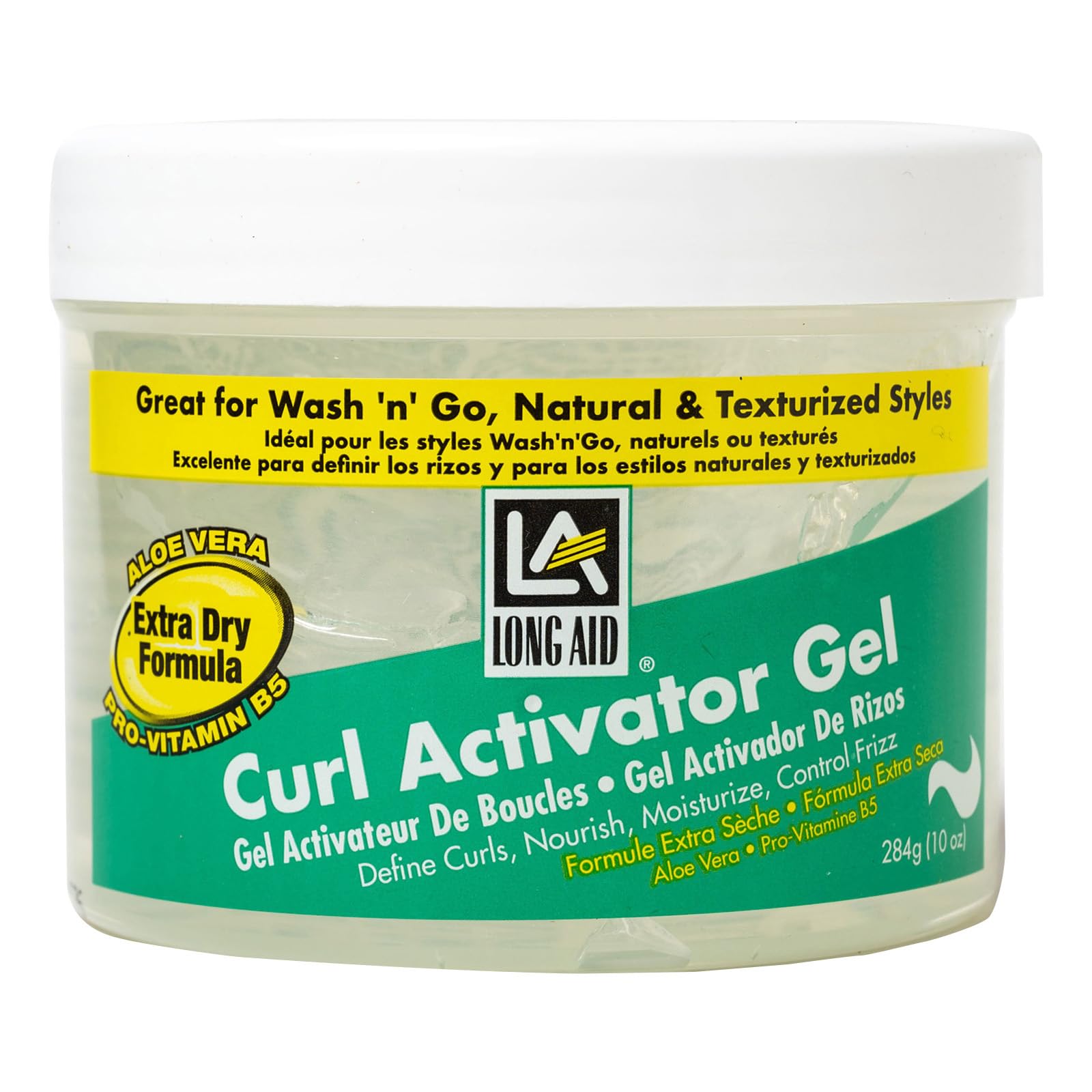 AMPRO Long-Aid Activator Gel - Enriched with Aloe Vera, Protein, and Vitamin B Complex - Brings Essential Moisture to Strands - Defines Your Natural Curls - Extra Dry - 10 oz