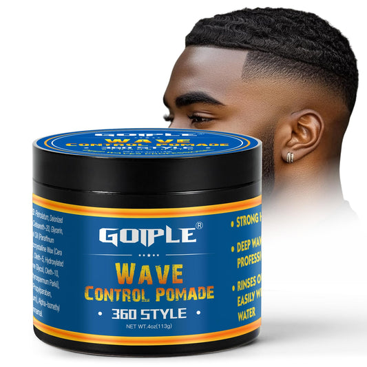 Natural Wave Pomade Strong Hold Easy Wash 360 Wave Training Hair Cream, Waves Grease for Men Water-Based Hair Cream for Wave, Moisture, Control and Silky Shine, Wave Pomade for Black Men 4oz