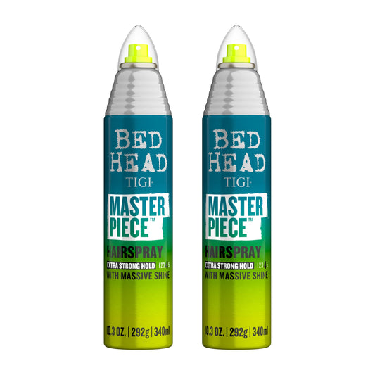 TIGI Bed Head Masterpiece Shiny Hairspray with Strong Hold - For All Hair Types - Extra Strong Hold & Shiny Finish - Use on Dry Hair - Premium Hair Care Products for Women & Men - 10.3 oz (Pack of 2)
