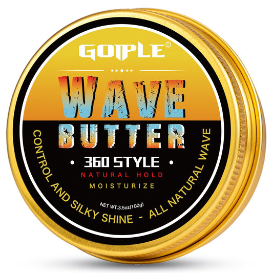 Wave Butter 360 Wave Grease for Men - Wave Butter for Layered Waves, Moisture, Control and Silky Shine - All Natural Wave Cream with Shea Butter and Beeswax for Wolfing (3.5 OZ)