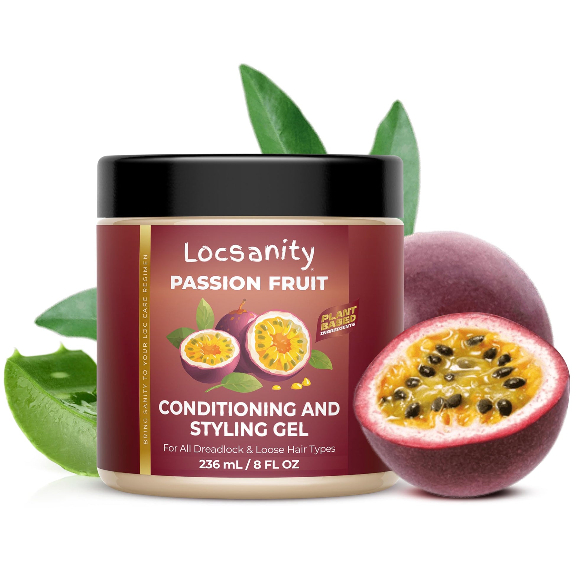 Locsanity Passion Fruit Conditioning and Styling Hair Gel Braiding Gel for Dreadlocks, Twists and Sisterlocks, Loose Natural Hair, and All Types of Locs