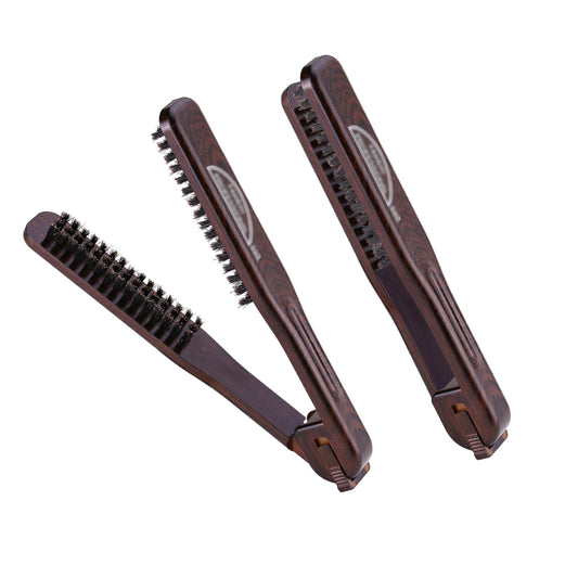 PERFEHAIR Double Sided Straightening Brush - Natural Boar Bristle Clamp for Smooth, Frizz-Free Styling, No Hair Pulling, Long-Lasting Design