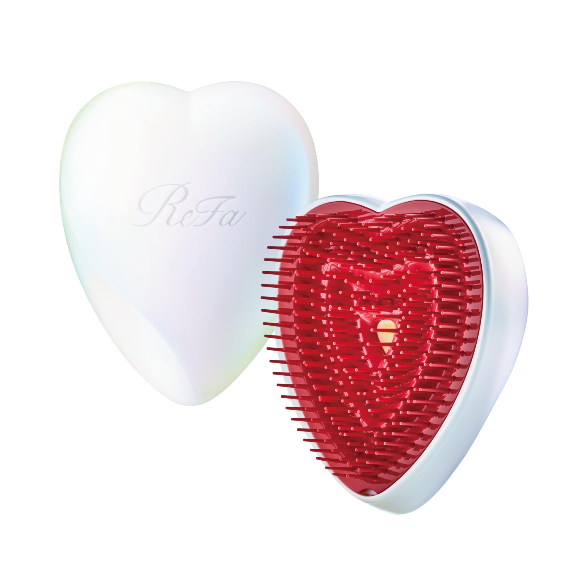 ReFa HEART BRUSH Aurora White Hair Brush for Women and Men, Heart Shaped, No Tangle, Travel Size, Small, for Thick Hair, Hair Detangler, Shining Pin Technology