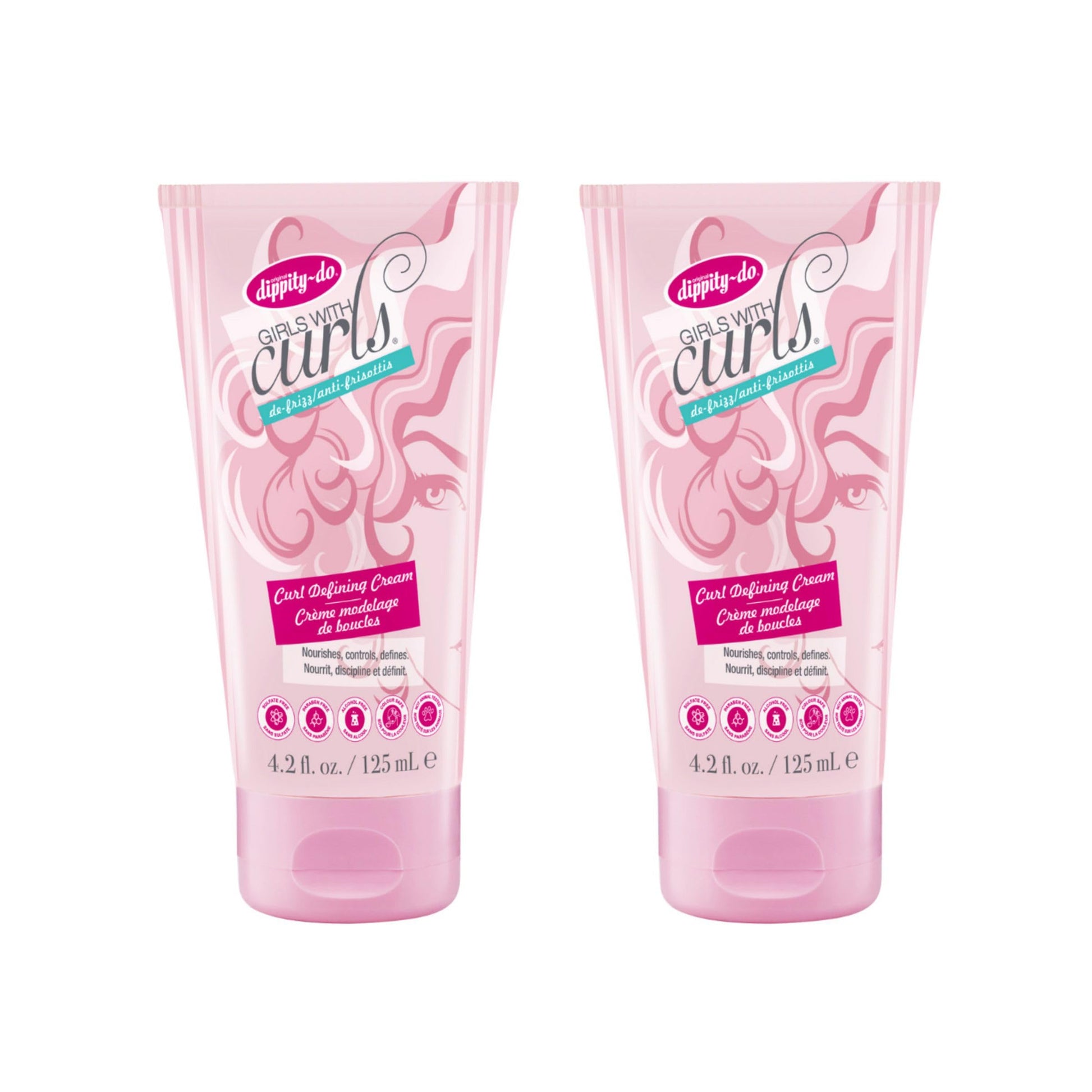 Dippity Do Girls with Curls Leave-In Curl Defining Cream - Anti-Frizz Styling Cream for Curly & Wavy Hair - Includes Shea Butter & Coconut Oil to Strengthen & Protect - 125 mL/4.2 fl oz - 2 Pack