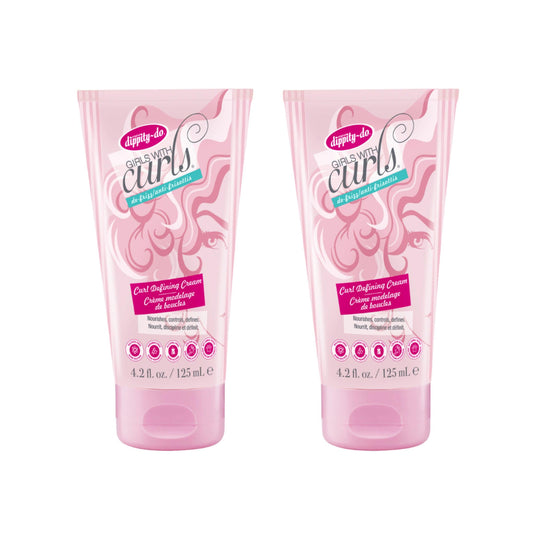 Dippity Do Girls with Curls Leave-In Curl Defining Cream - Anti-Frizz Styling Cream for Curly & Wavy Hair - Includes Shea Butter & Coconut Oil to Strengthen & Protect - 125 mL/4.2 fl oz - 2 Pack