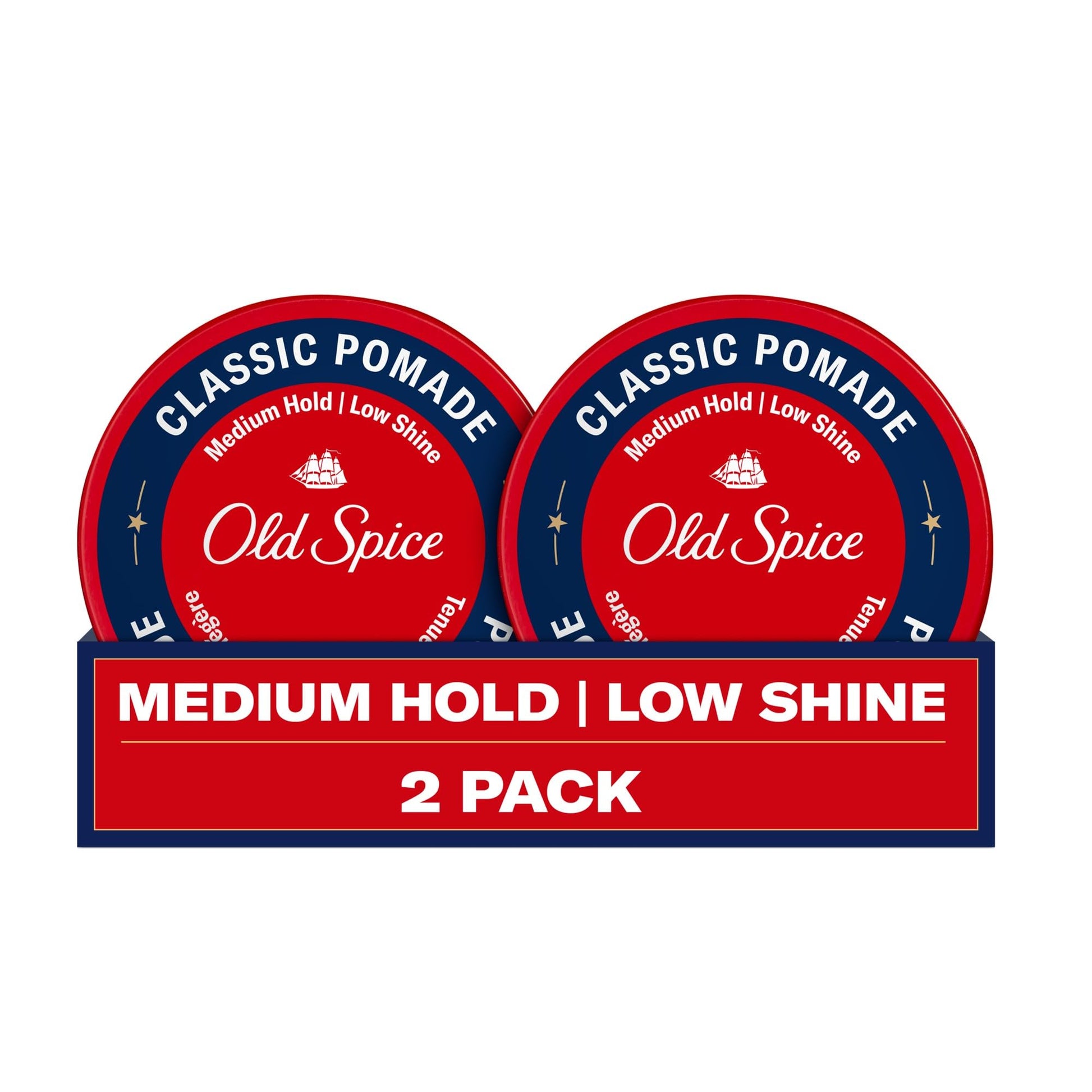 OLD SPICE Classic Pomade for Men, Medium Hold, Low Shine, Men's Hair Styling, 2.22 Oz Each, Twin Pack