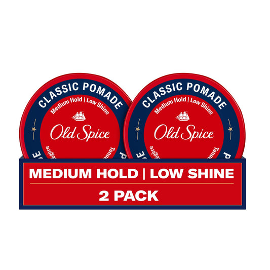 OLD SPICE Classic Pomade for Men, Medium Hold, Low Shine, Men's Hair Styling, 2.22 Oz Each, Twin Pack