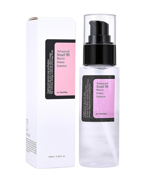 ADVANCED Snail Mucin 96% Essence Hydrating Face Serum with Snail Secretion Filtrate for Dry, Dull Skin & Fine Lines | Korean Skin Care for Face, Eyes & Neck | 3.38 fl.oz (100ml)