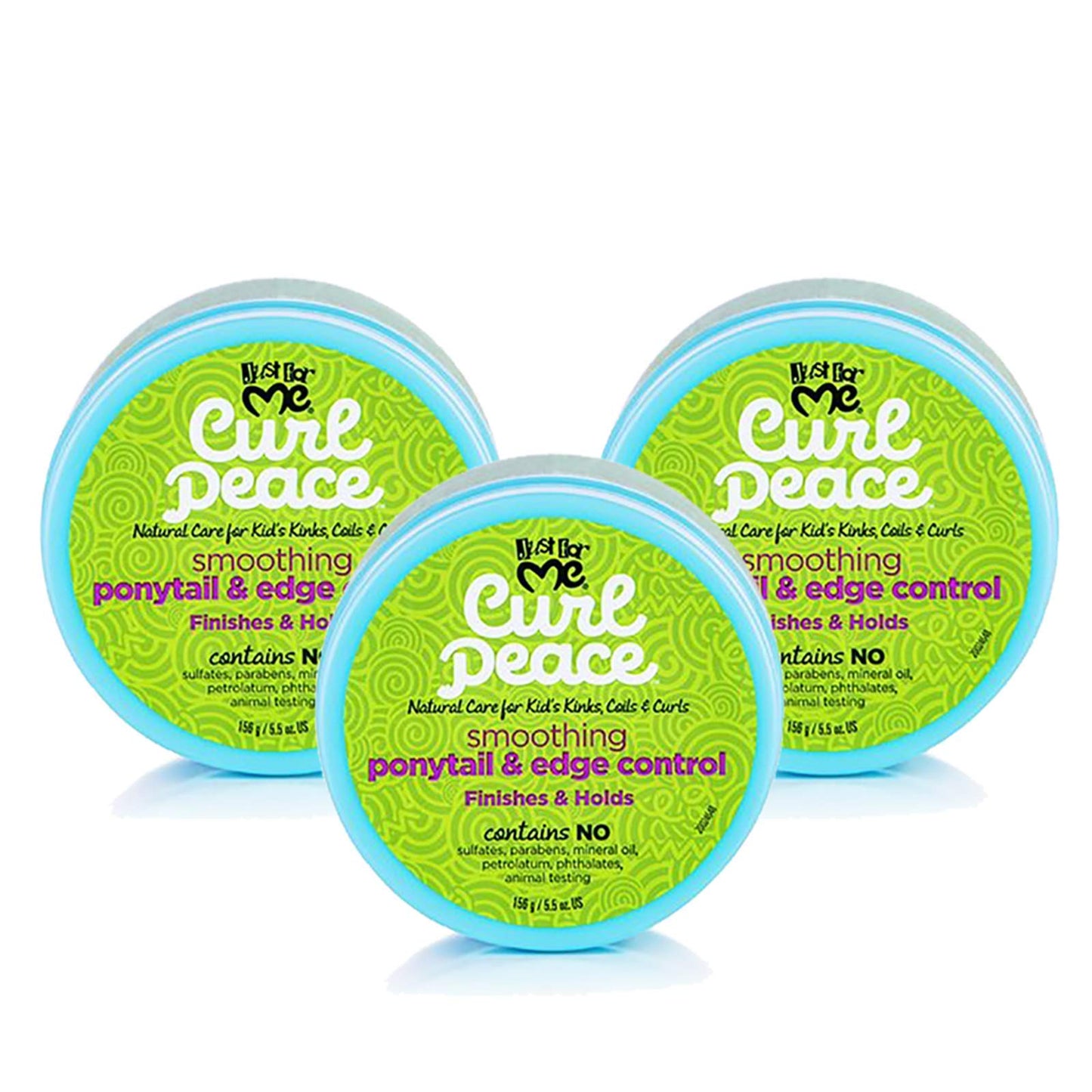 Just For Me Curl Peace Smoothing Ponytail & Edge Control (3 Pack) - Finishes & Holds, Contains Flaxseed, Avocado Oil & Black Castor Oil, 5 oz