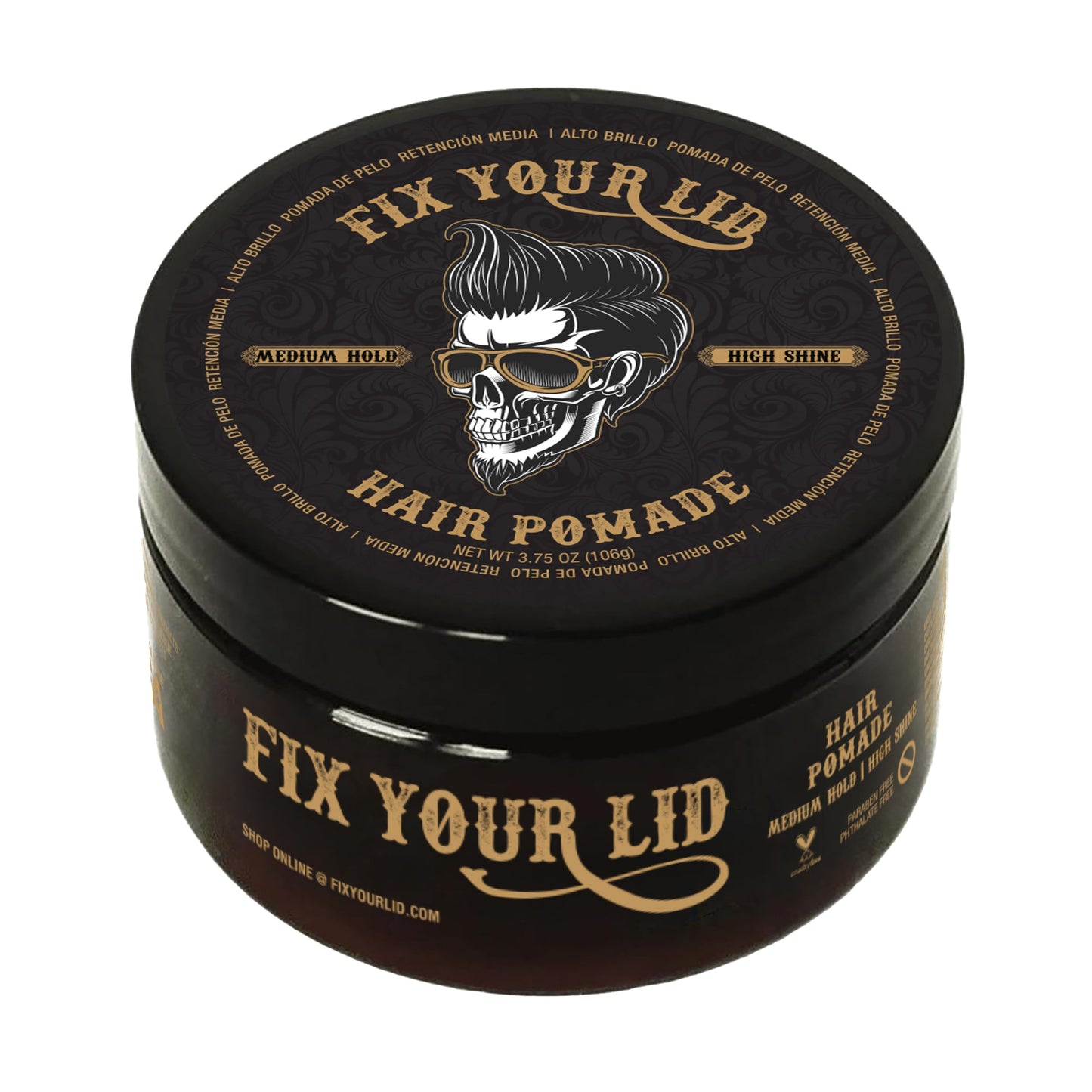 Fix Your Lid Hair Pomade for Men - Water Based Pomade with Medium Hold and High Shine - Match all Mens Hair Types & Styles - Easy To Wash Out - 3.75 Oz