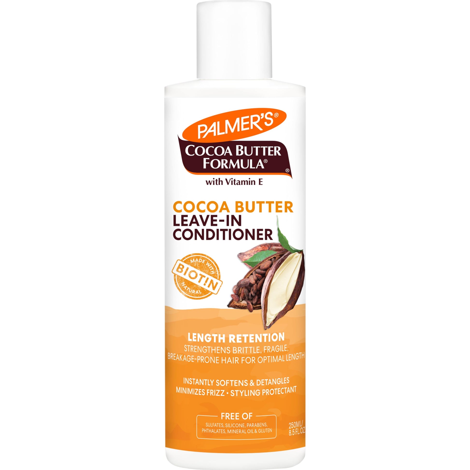 PALMER'S Cocoa Butter & Biotin Length Retention Leave-In Conditioner, Instant Detangler, Soften and Strengthen Textured and Curly Hair, 8.5 Ounce