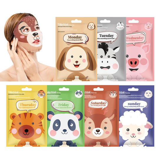 7 Pcs Animal Character Sheet Masks,Face Masks for Kids Teens Skin Care,Korean Spa Facial Masks,Girls Night Skincare Spa Party Favors,Party Supplies for Girls,Birthday Gifts for Women