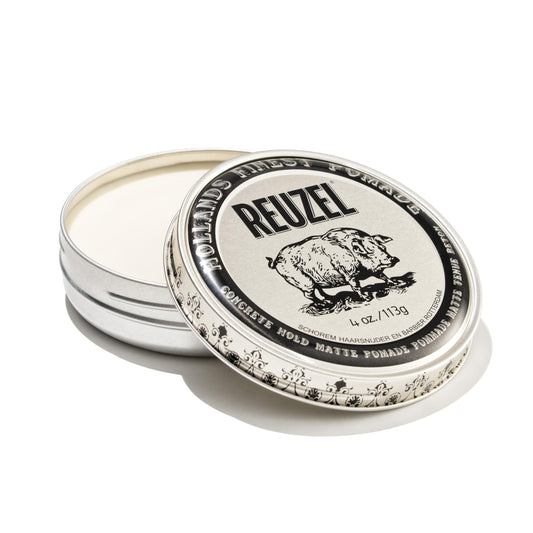 REUZEL Concrete Matte Pomade, Strong All Day Hold, Water Soluble Styling, Matte Finish and Flake Free, Easy To Wash Out, For All Hair Types, 4 oz