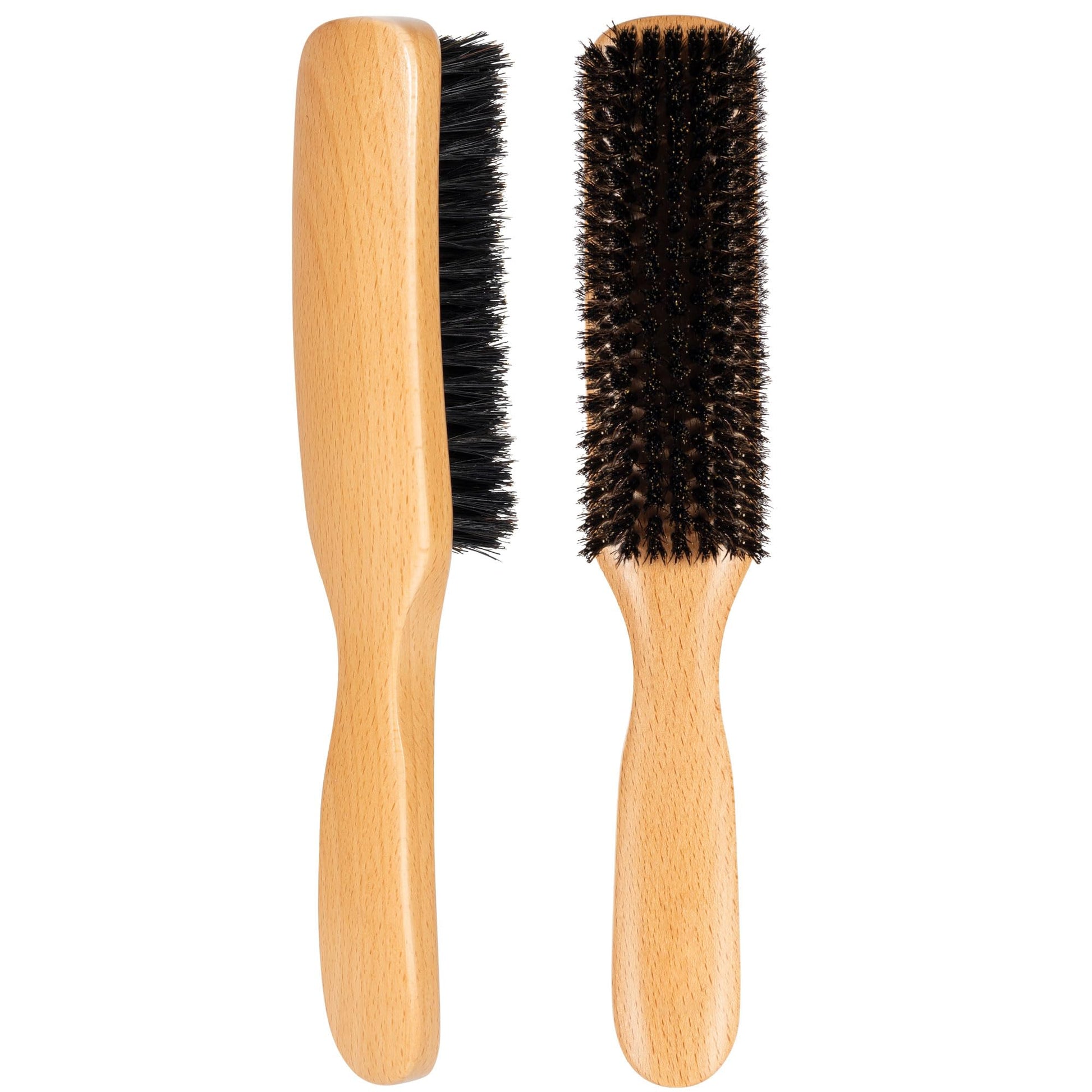 Slick Back Hair Brush for Women Men Kid, Natural Soft/Medium Boar Bristle Hair Brush for Thin & Fine Hair, Smoothing Hairbrush for Polishing, Deepening & Styling