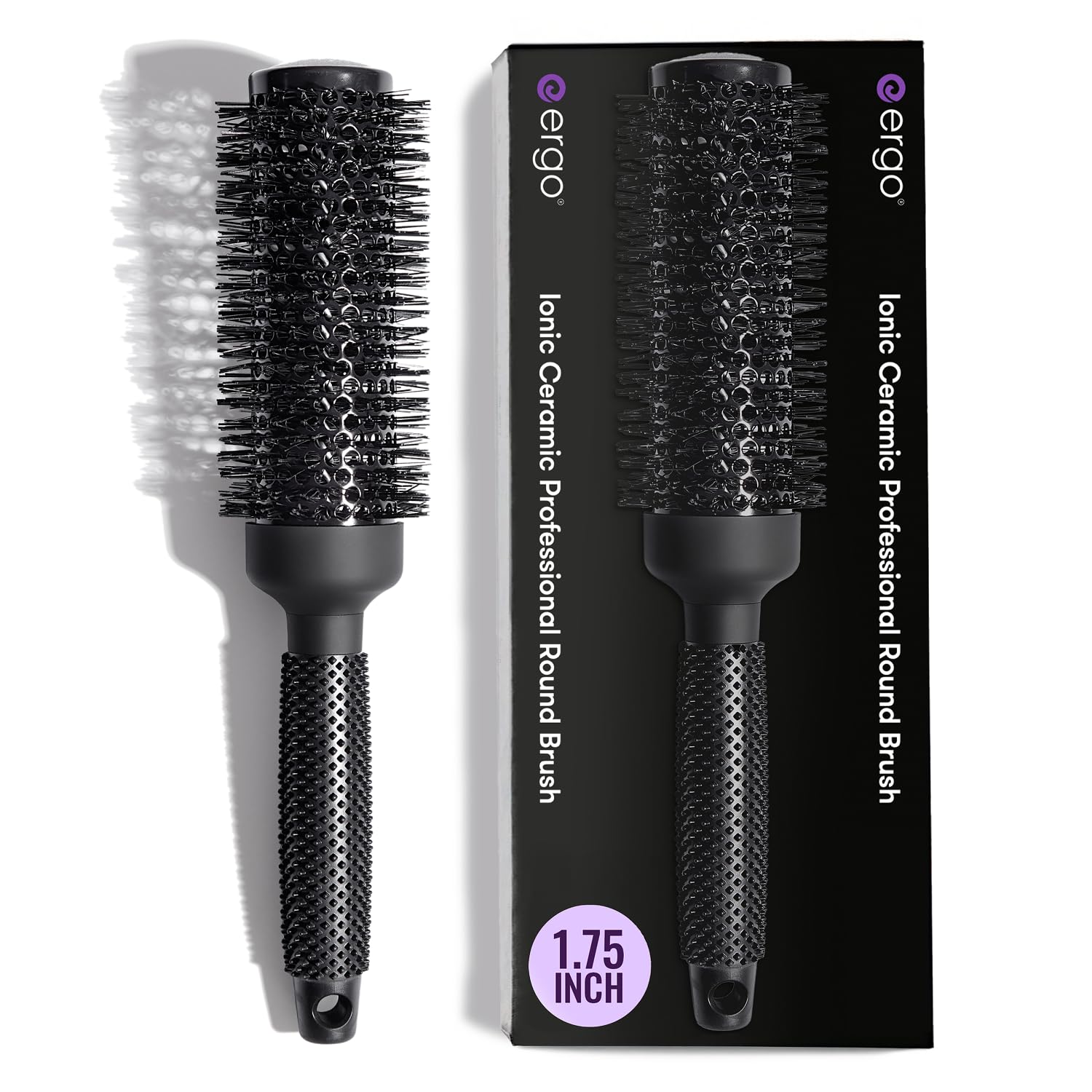 Ergo Ceramic Ionic Round Brush for Blow Out - Salon Quality Hair Brushes for Women - Roller Brush for Blow Drying, Wet and Dry Hair Styling, Volumizing Hair Care - ER43: 1.75"