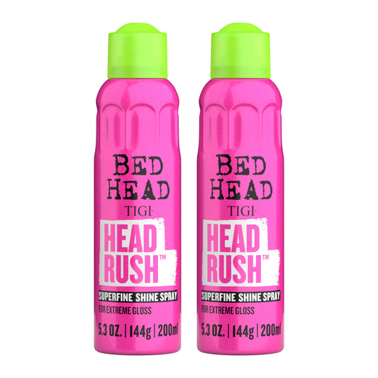 TIGI Bed Head Superfine Headrush Shine Mist Hair Spray - For Extreme Gloss - For All Hair Types & Lengths - Finish on Dry Hair - Premium Hair Care Products for Women & Men - 5.3 oz (2 Pack)