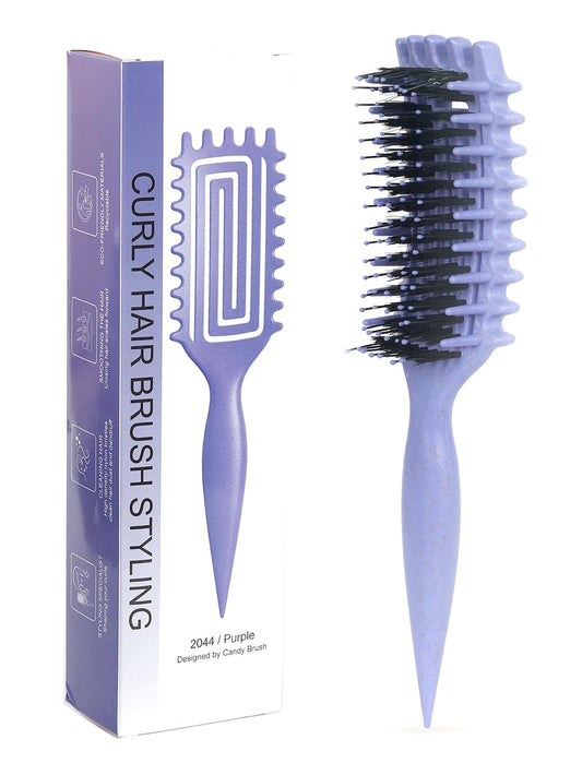 Curl Defining Brush for Curly Hair Candybrush Detangling & Shaping Brush for Women & Men, Perfect for Wet & Dry Hair, Reduces Frizz & Enhances Natural Curls (Purple)