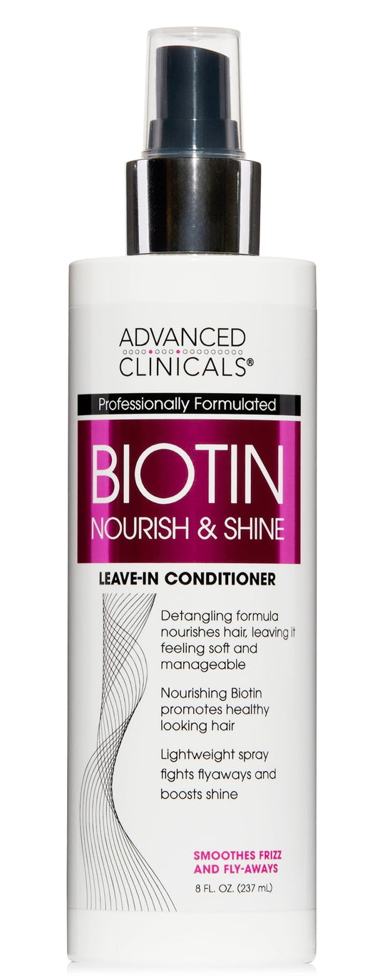 ADVANCED CLINICALS Hair Spray Thicken & Shine Leave In Treatment, Nourishing Detangling Formula for Fine, Damaged, or Frizz Prone Hair, Supports Scalp Health for Strong Thick Hair, 8 Fl Oz