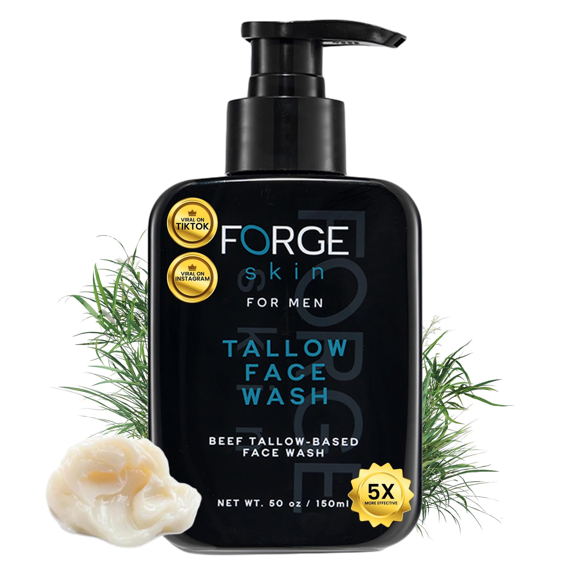 Original Forge Skin Beef Tallow for Skin Face Wash | Grass Fed Beef Tallow Hydrating Facial Cleanser Skincare | Mens Skin Care Tallow Face Moisturizer Soap | Beef Tallow for Face Exfoliating Face Wash